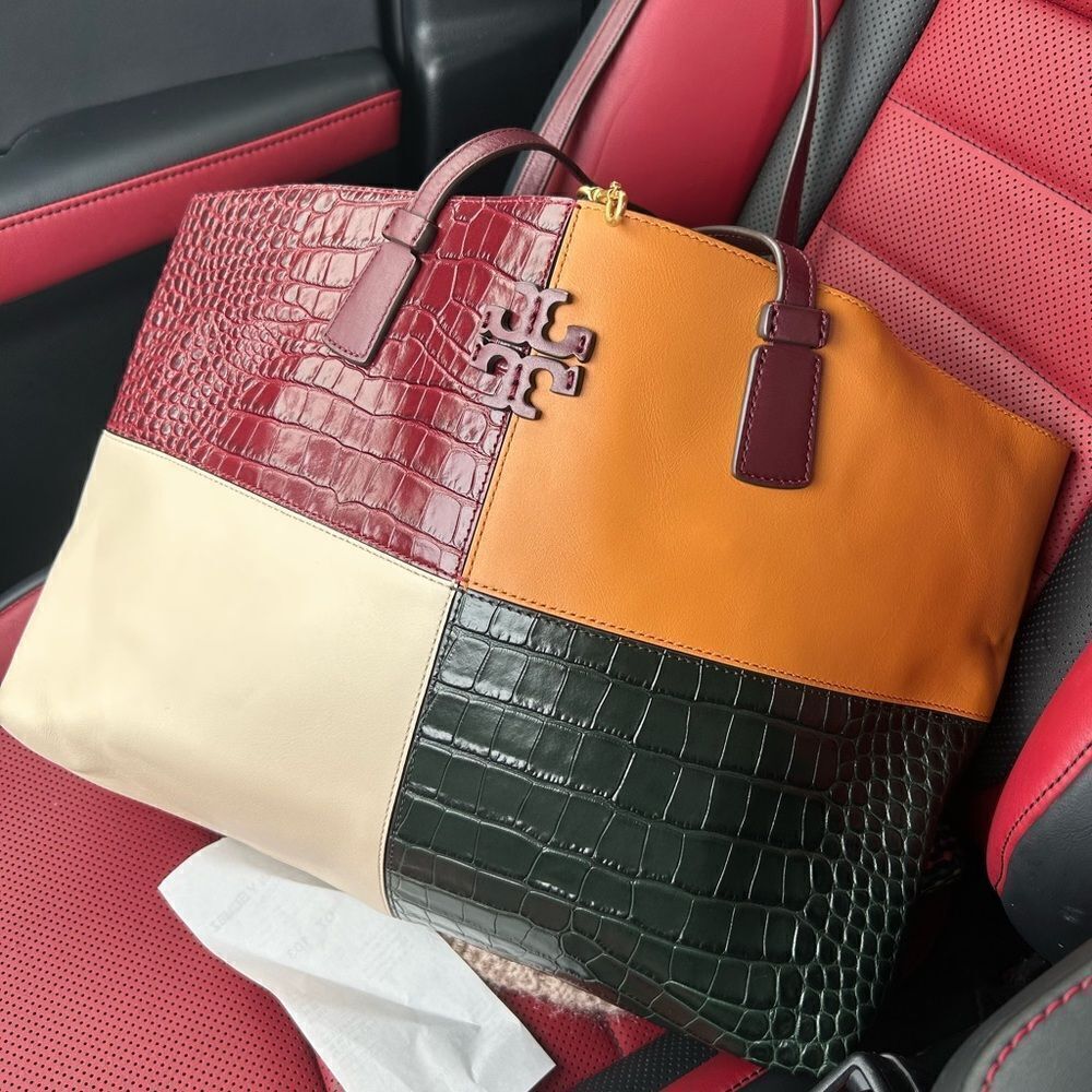 Tory Burch McGraw Embossed Color-Block Tote Bag